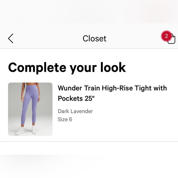 NWOT Lululemon Wunder Train High Rise Legging with Pockets, 25”, 6, Lavender - Picture 2 of 6